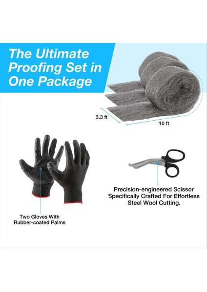 Çelik Yün Fareleri Prova Deliği ve Dolgu 3 Paket X10 Ft&#39 De 3 3 Çelik Yün Micecontrol Diy Kit Dolgu Aracı (Yurt Dışından) fiyatları