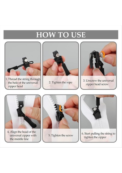 Fermuar Onarım Yedek Kiti 12 Adet Evrensel Anında Fermuar Sabitleme Slayt Diş Vidası Kafaları 3 Farklı Boyutlar (Yurt Dışından) modelleri