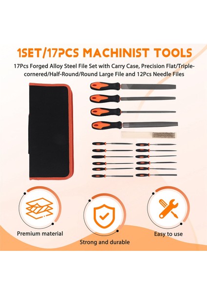 17 Adet Taşıma Çantası Hassas Düz/üçlü Köşeli/yarım Yuvarlak/yuvarlak Büyük Dosya ve 12 Adet Iğne Dosyaları Yumuşak Lastik Tutamak Şekillendirme Aracı (Yurt Dışından) indirimleri