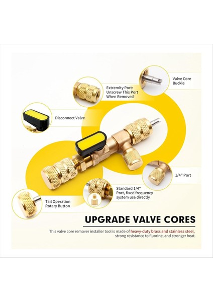 Çift Boyutlu Sae 1/4 ve 5/16 Bağlantı Noktalı Valf Çekirdek Sökücü Aracı Conta ve 3pcs Pirinç Fındık ile 10 Adet Valf Çekirdekleri (Yurt Dışından) fırsatları