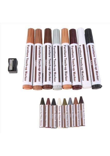 Mobilya Onarım Kiti Ahşap Işaretçiler - 17 Işaretler Seti - Kara Zemberi Ahşap Zeminler Için Kaleme Kişili Markalar ve Balmumu Çubukları (Yurt Dışından)