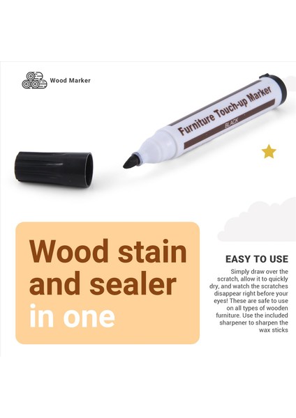 Mobilya Onarım Kiti Ahşap Işaretçiler - 17 Işaretler Seti - Kara Zemberi Ahşap Zeminler Için Kaleme Kişili Markalar ve Balmumu Çubukları (Yurt Dışından) indirimleri