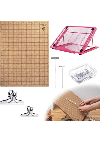 T-Iğneli Klipsli Makrame Tahtası Malzemeler Örme El Sanatları Yardımcısı Makrame ve Düğüm Kurulu Macrame Malzemeleri L (Yurt Dışından)