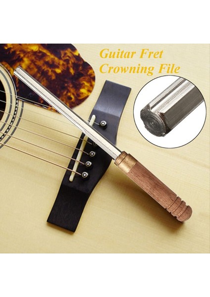 3 Arada 1 Gitar Perdesi Altıgen Dosya Müzik Aleti Perdesi Onarım ve Öğütme Aracı - Ahşap Tutamak (Yurt Dışından) fırsatları