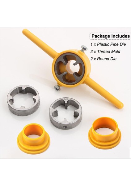 6pcs Pvc Iplik Üreticisi Araç Borusu Iplik Sıhhi Tesisat Aracı Kiti Yuvarlak Kalıp Seti 3 Kalıp 1/2 Inç 3/4in ve 1in Npt Kalıp Seti (Yurt Dışından) fiyatları