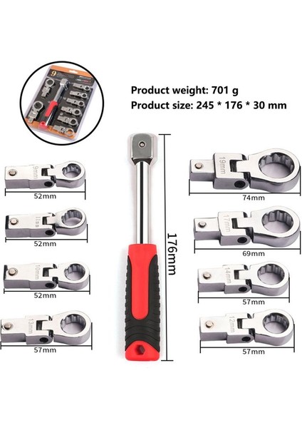 Anahtar Seti 9-19MM 8 Parçalı Anahtar El Aleti Çok Fonksiyonlu Dişli Dişli Anahtarı Cırcır Kombinasyonu Anahtarı (Yurt Dışından) indirimleri