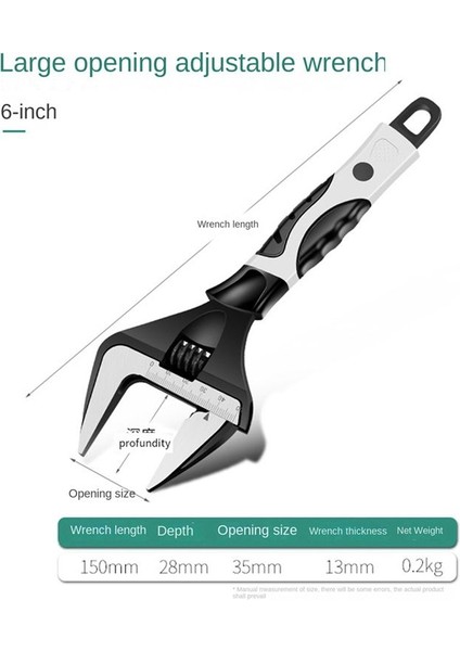 6 Inç Ayarlanabilir Anahtar Ayarlanabilir Anahtar Açık Uçlu Anahtar Aleti Hanehalkı Çok Fonksiyonlu Banyo Anahtarı (Yurt Dışından) indirimleri