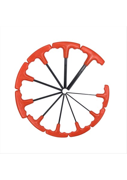 Düz Kafalı T-Şekilli Kırmızı Saplı 10 Adet Altıgen Anahtar Seti H2-H10 Anahtar Karartılmış Demir Çerçeve (Yurt Dışından)