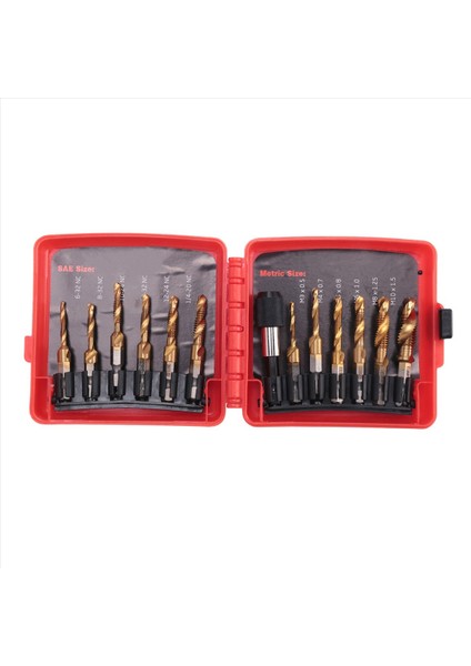 Titanyum Kombinasyon Matkap Bit Bit Seti 13PCS Sae ve Metrik Tap Bitler Kiti Vida Iplik Döşeme Dokunma Çarpıştırma (Yurt Dışından)