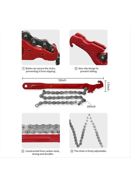 Zincir Anahtarı 12 Inç Kayış Anahtarı Karbon Çelik Zincir Boru Anahtarı Yarı Kamyon Için Ağır Hizmet Evrensel Anahtar Drenajı (Yurt Dışından) fiyatları