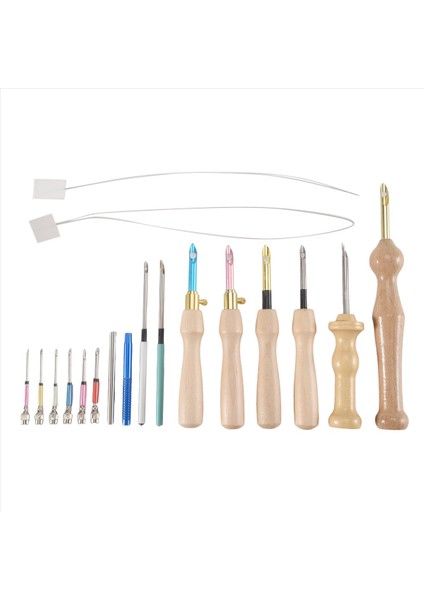 17 Adet Yumruk Iğne Kiti Yumruk Iğne Nakış Kitleri Ayarlanabilir Yumruk Iğne Aleti Ahşap Sap Nakış Kalemi (Yurt Dışından)