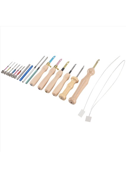17 Adet Yumruk Iğne Kiti Yumruk Iğne Nakış Kitleri Ayarlanabilir Yumruk Iğne Aleti Ahşap Sap Nakış Kalemi (Yurt Dışından) fiyatları