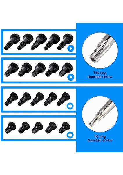 Yedek Kapı Zili Mavi Tornavida T6 T15 &amp + 20PCS Kapı Zili Vidaları Kapı Zili Güvenlik Vidası Seti (Yurt Dışından) fiyatları