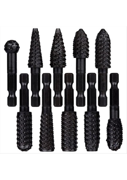 10 Adet Döner Rasp Dosya Seti 1/4 Inç Hex Shank Rotary Burrs Ahşap Oyma (Yurt Dışından)