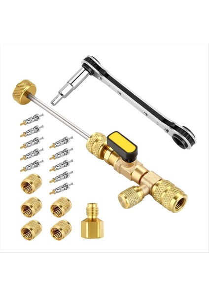 Valf Çekirdek Çıkma Aracı ve Hex Bit Adaptörü ile Hvac Servis Anahtarı Seti Sae Boyut 1/4 ve 5/16 Bağlantı Noktası 10 Pcs Valf Çekirdeği Et (Yurt Dışından)