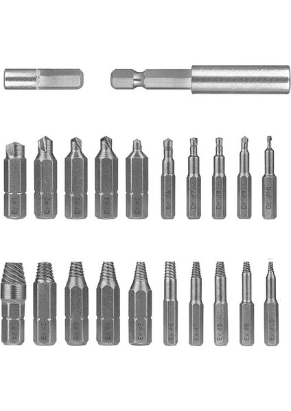 22 Parçalı Hasarlı Vida Çıkarıcı Kiti Kolay Çıkarma Soyulmuş Vidalı Özümleyici Kiti H S S 4341 Sertlik 62-63HRC (Yurt Dışından) fiyatları