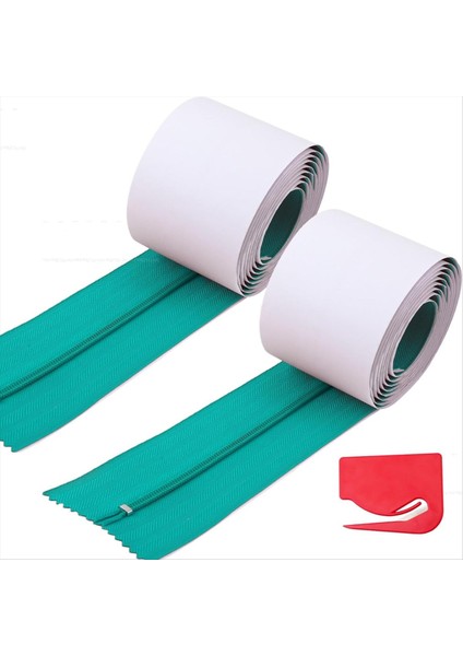 2 Adet Toz Bariyer Fermuarı Anlık Kapı Tozu Koruması Kendi Yapışkan Muşamba Çift Fermuar Bıçak Yapımı Yeşil (Yurt Dışından)