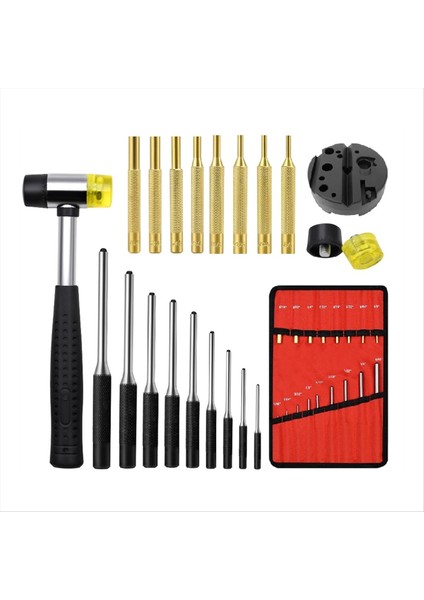 Depolama Torbası ile Rulo Pimi Yumruk Seti Smithing Punch Onarım Aletleri Tezgah Blok Pim Puması ve Hammer ile (Yurt Dışından)