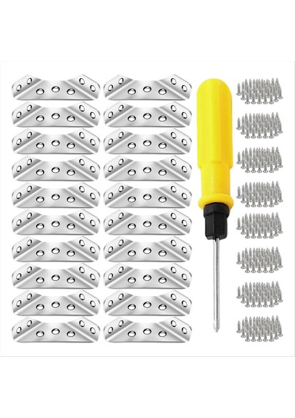 Evrensel Paslanmaz Çelik Mobilya Köşe Konnektörü Tırnaklar ile Ahşap Için Metal Açılı Braketler Tornavida C C (Yurt Dışından)