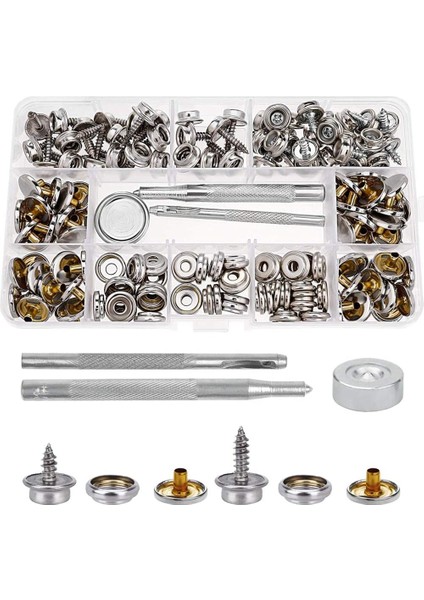 Bağlantı Elemanları Kiti Paslanmaz Çelik Vidalı Çıtçıt Düğmesi Yedek Tuş Seri Çivisi Seti Tekne Kapakları Çadırlar (Yurt Dışından)