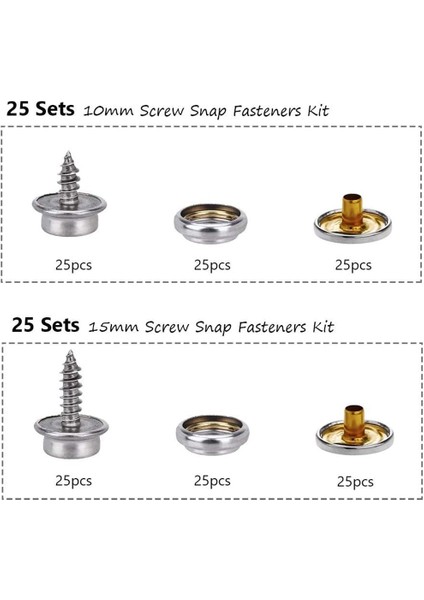 Bağlantı Elemanları Kiti Paslanmaz Çelik Vidalı Çıtçıt Düğmesi Yedek Tuş Seri Çivisi Seti Tekne Kapakları Çadırlar (Yurt Dışından) fiyatları