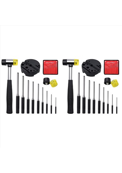 2 Set Rulo Pimi Depolama Çantası ile Set Smithing Punch Onarım Aletlerini Çıkarma Tezgah Pimi Pim Pimleri ve Çekiçle (Yurt Dışından)