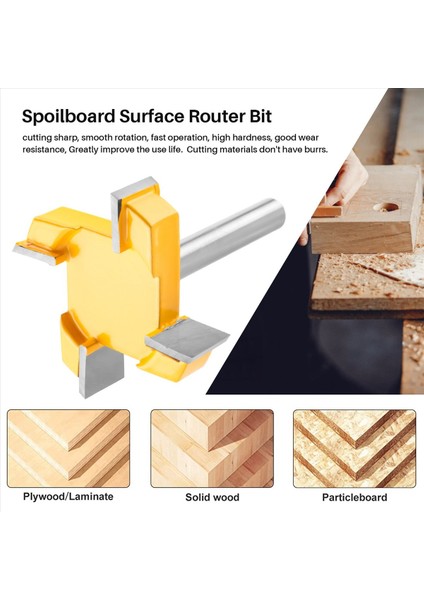 8mm Shank Spoilboard Yüzey Yönlendirici Biti Yüzey Yönlendirici Biti 4 Flüt Yüz Fabrikası Freze Yönlendirici Biti Yönlendirici Biti (Yurt Dışından) fırsatları