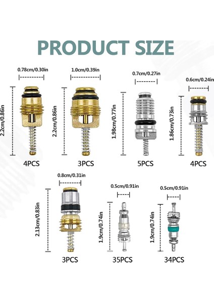 102PCS Klima Valf Çekirdek Valf Çekirdekleri A/c R12 R134A Aksesuarlar Kiti Valf Kök Çekirdekleri Onarım Aracı Çeşitleri (Yurt Dışından) indirimleri