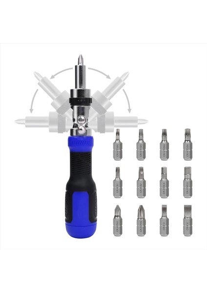 Cırcır Tornavida 13&#39 Ü 1 Arada Çoklu Tornavida Aleti Tek Bir Cırcırlı Tornavida 180 Derece Pivotlama Ayarlanabilir (Yurt Dışından)