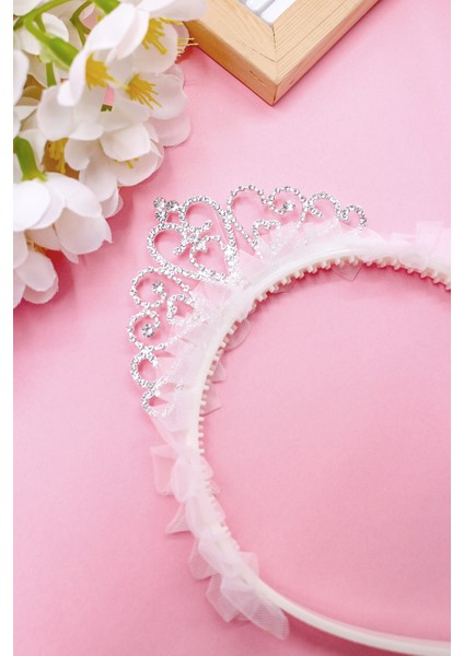 Taşlı ve Taraklı Açık Pembe Renkli̇ Kız Çocuk Prenses Taç- Kutulu fırsatları