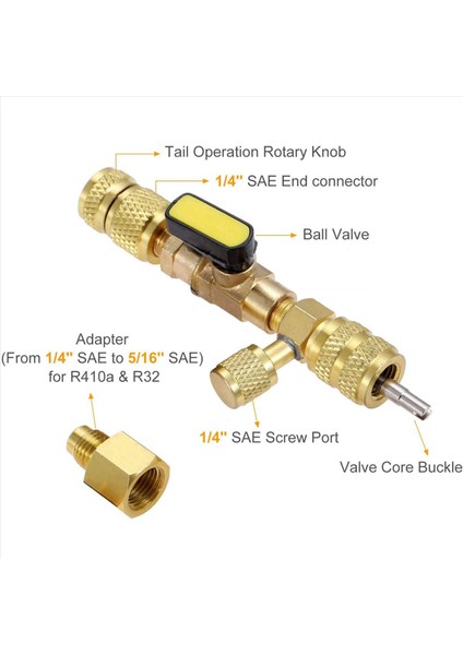 6x R410A R22 Valf Çekirdeği Çıkarma Aracı Çift Boyutlu Sae ile 1/4 ve 5/16 R404A R407C R134A R12 R32 (Yurt Dışından) fırsatları