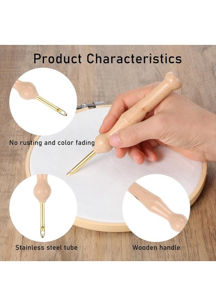 12PCS Yumruk Iğne Kiti Iğneler Yumruk Ayarlanabilir Yumruk Iğne Aleti Ahşap Tutamak Nakış Aleti Yumruk Iğne Seti (Yurt Dışından) fiyatları