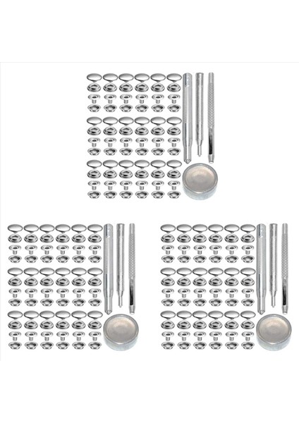 216PCS 15MM Paslanmaz Çelik Bağlantı Elemanı Snap Press Düğmesi Deniz Botu Tuval Için Yumruklama Seti Alet Kiti Gümüş (Yurt Dışından)