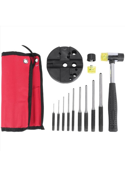 Depolama Torbası ile Rulo Pimi Yumruk Seti Smithing Punch Onarım Aletleri Tezgah Blok Pim Puması ve Hammer ile (Yurt Dışından)