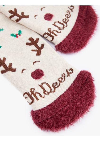 Tüy Detaylı Soket Havlu Yılbaşı Çorabı modelleri