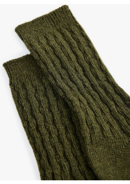 Koyun Yünü Karışımlı Dokulu Kalın Soket Çorap modelleri