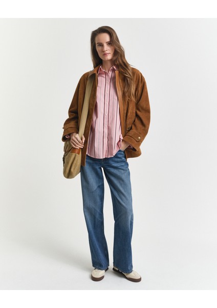 Kadın Pembe Relaxed Fit Klasik Yaka Çizgili Gömlek 4300550.659 fiyatları