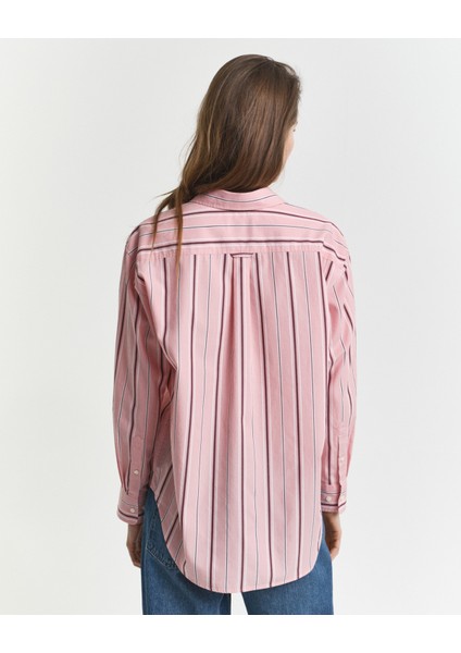 Kadın Pembe Relaxed Fit Klasik Yaka Çizgili Gömlek 4300550.659 modelleri