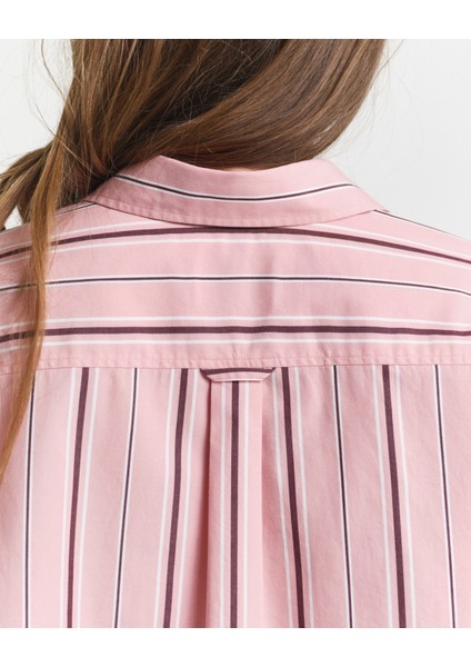 Kadın Pembe Relaxed Fit Klasik Yaka Çizgili Gömlek 4300550.659 indirimleri
