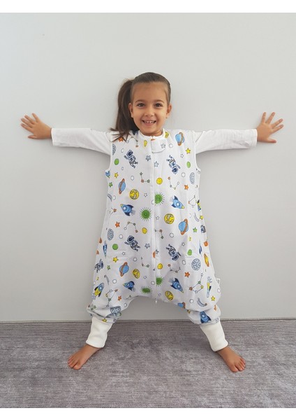 Çocuk Bebek Uyku Tulumu 21-24 Derece 1 Tog Uzay Desenli Bol Kalıp