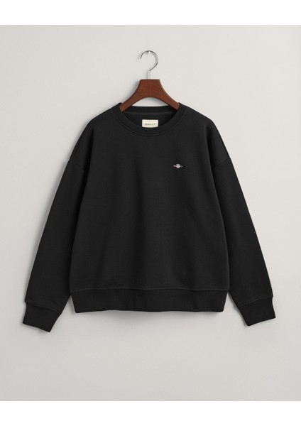 Kadın Siyah Relaxed Fit Bisiklet Yaka Sweatshirt 4201414.5 fırsatları
