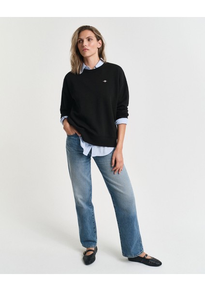 Kadın Siyah Relaxed Fit Bisiklet Yaka Sweatshirt 4201414.5 indirimleri