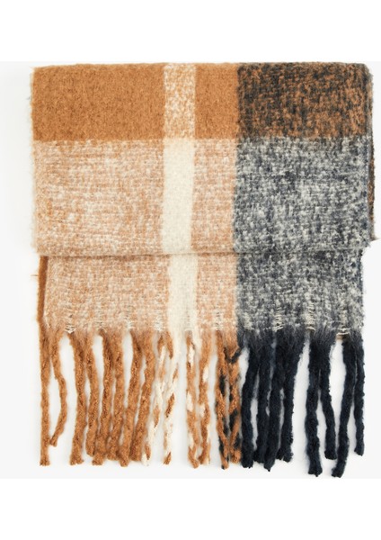 Yumuşak Dokulu Ekoseli Püsküllü Uzun Atkı fiyatları