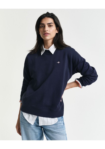 Kadın Lacivert Relaxed Fit Bisiklet Yaka Sweatshirt 4201414.433