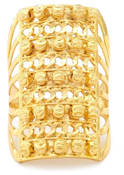 Çelik Yüzük Kadın Altın Kaplama Dorikalı Kaburga YZK-478