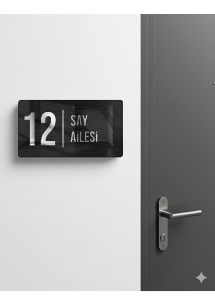 Kişiye Özel Isimli Ahşap Kapı Numarası Kapı Isimliği 15X24