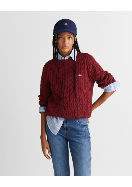 Kadın Bordo Relaxed Fit Bisiklet Yaka Triko 48925325T.604