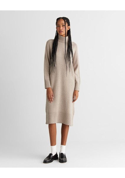 Kadın Bej Relaxed Fit Boğazlı Yaka Yün Elbise 4502089.259 modelleri