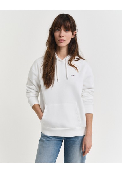 Kadın Beyaz Relaxed Fit Kapüşonlu Sweatshirt 4201413.113