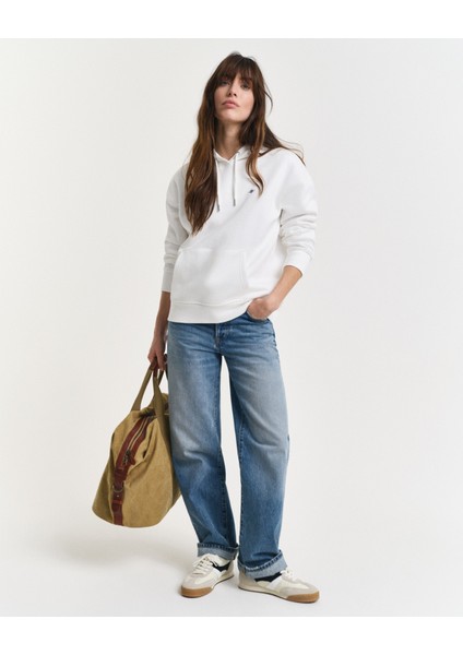 Kadın Beyaz Relaxed Fit Kapüşonlu Sweatshirt 4201413.113 fiyatları
